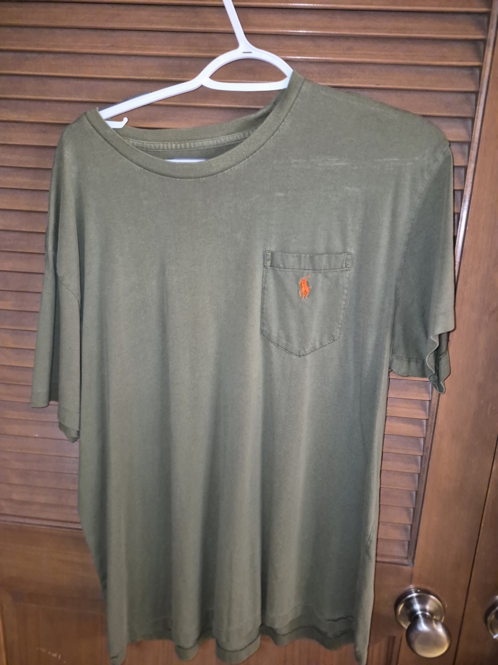 Polo by Ralph Lauren Olive Green Short Sleeve Pocket Tee with Orange Pony